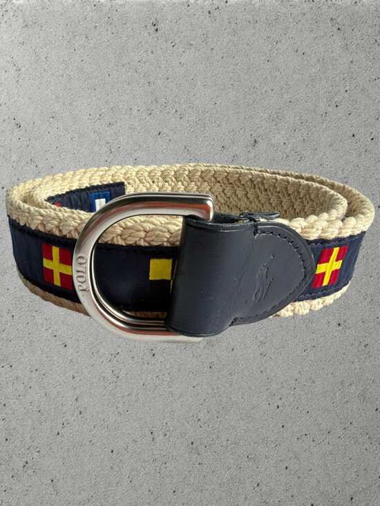 Polo Ralph Lauren Other - Polo Ralph Lauren Nautical Flags Rope Belt Blue White Preppy Size 32